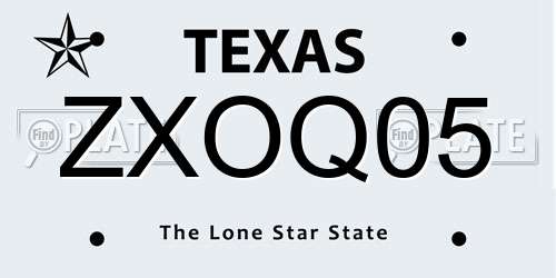 ZXOQ05 Texas License Plate