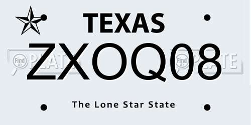 ZXOQ08 Texas License Plate