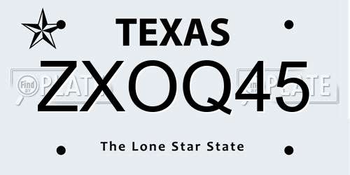 ZXOQ45 Texas License Plate