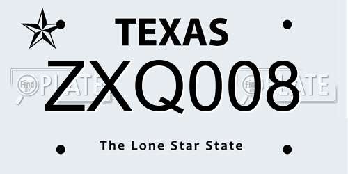ZXQ008 Texas License Plate