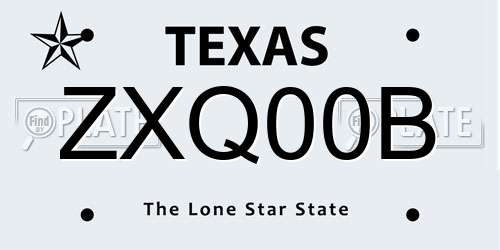 ZXQ00B Texas License Plate