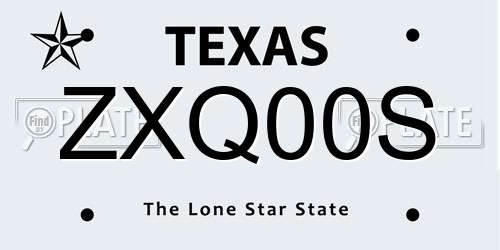 ZXQ00S Texas License Plate