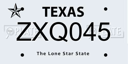 ZXQ045 Texas License Plate