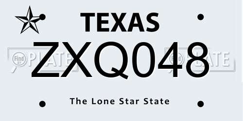 ZXQ048 Texas License Plate