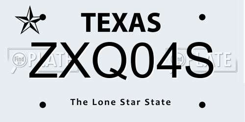 ZXQ04S Texas License Plate