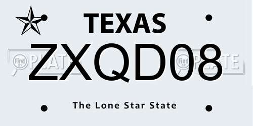 ZXQD08 Texas License Plate