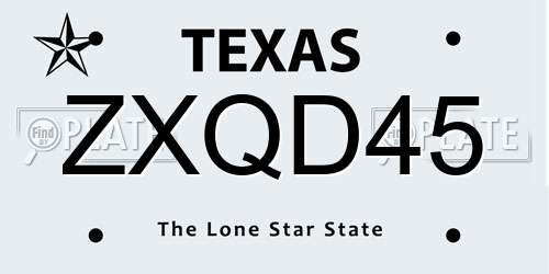 ZXQD45 Texas License Plate