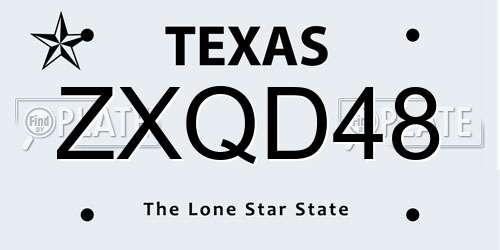 ZXQD48 Texas License Plate
