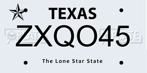 ZXQO45 Texas License Plate