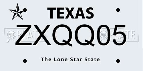 ZXQQ05 Texas License Plate