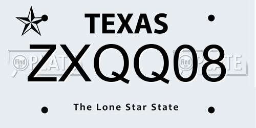 ZXQQ08 Texas License Plate