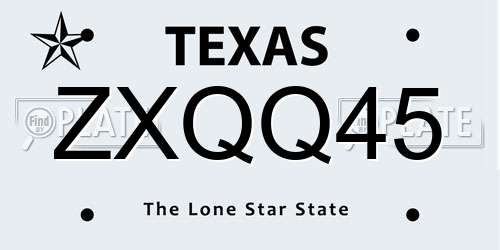 ZXQQ45 Texas License Plate