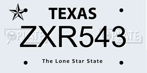 ZXR543 Texas License Plate