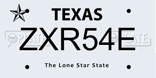 ZXR54E Texas License Plate