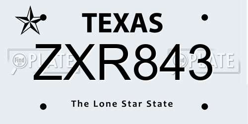 ZXR843 Texas License Plate