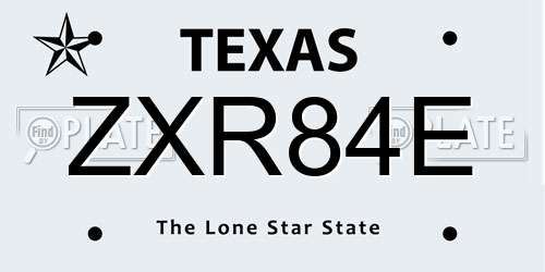 ZXR84E Texas License Plate