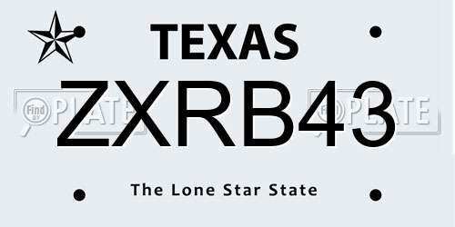 ZXRB43 Texas License Plate