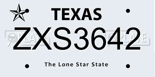 ZXS3642 Texas License Plate