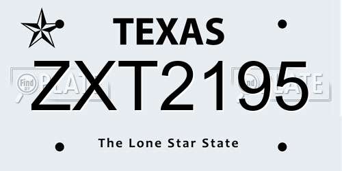 ZXT2195 Texas License Plate