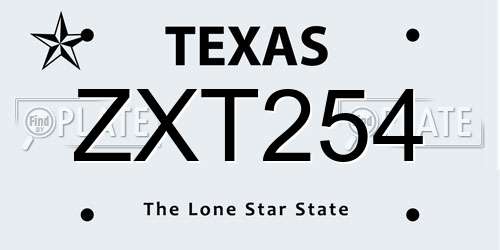ZXT254 Texas License Plate