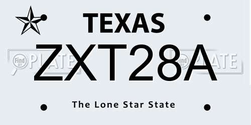 ZXT28A Texas License Plate