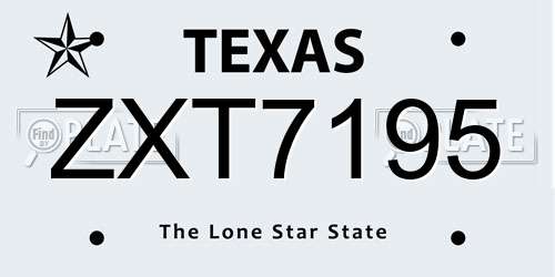 ZXT7195 Texas License Plate
