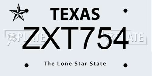ZXT754 Texas License Plate