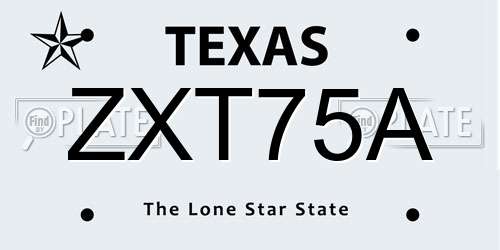 ZXT75A Texas License Plate