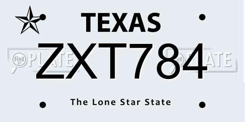ZXT784 Texas License Plate