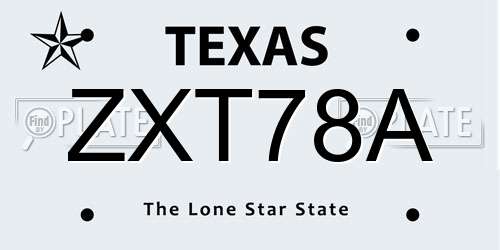 ZXT78A Texas License Plate