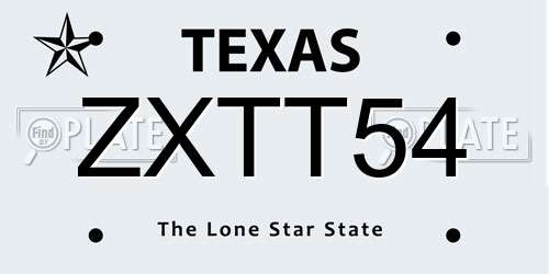 ZXTT54 Texas License Plate