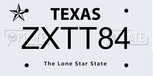 ZXTT84 Texas License Plate