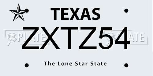 ZXTZ54 Texas License Plate