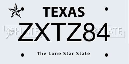 ZXTZ84 Texas License Plate