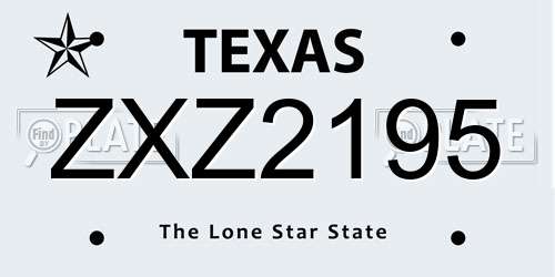 ZXZ2195 Texas License Plate