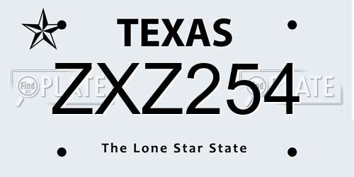 ZXZ254 Texas License Plate