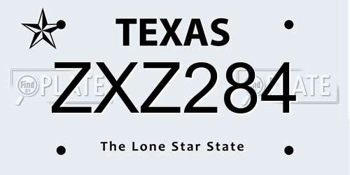 ZXZ284 Texas License Plate