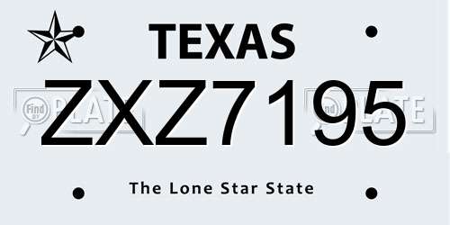ZXZ7195 Texas License Plate