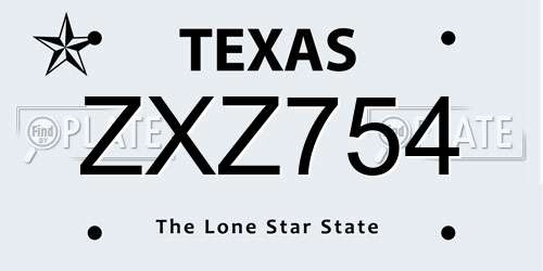 ZXZ754 Texas License Plate