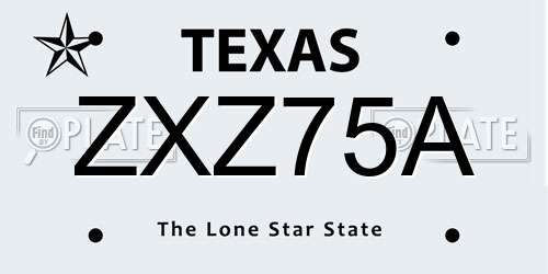 ZXZ75A Texas License Plate