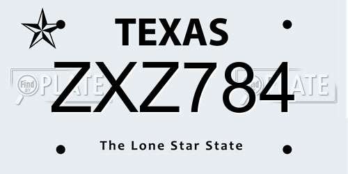 ZXZ784 Texas License Plate