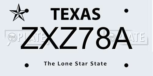 ZXZ78A Texas License Plate