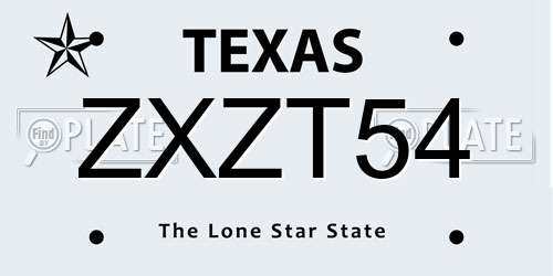 ZXZT54 Texas License Plate