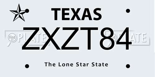ZXZT84 Texas License Plate