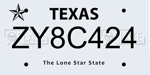 ZY8C424 Texas License Plate