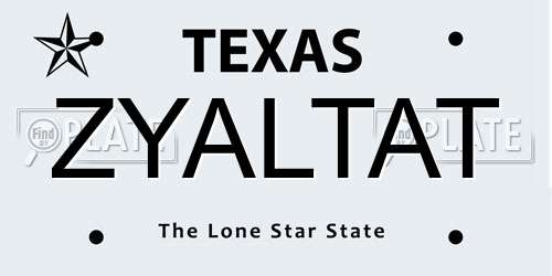 ZYALTAT Texas License Plate
