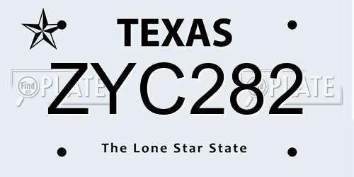 ZYC282 Texas License Plate