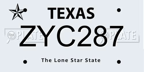 ZYC287 Texas License Plate