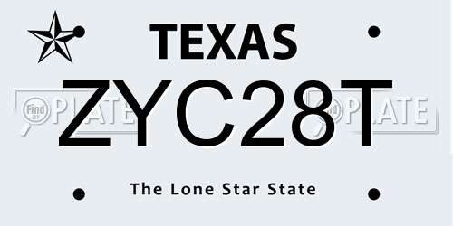 ZYC28T Texas License Plate