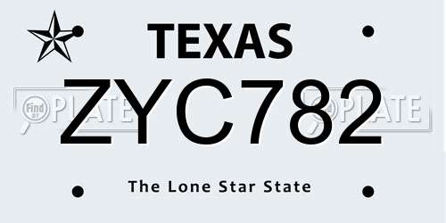 ZYC782 Texas License Plate